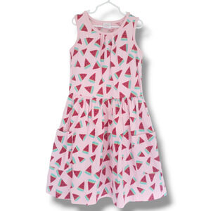 Hanna Andersson Girls 10 Watermelon Pocket Art Dress Happy Pink